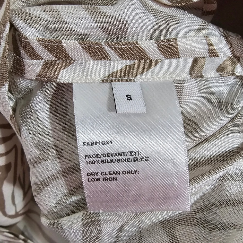 Lafayette 148 - Tan & Cream Zebra Print Button Front Long Sleeves Blouse Size S - Picture 9 of 10